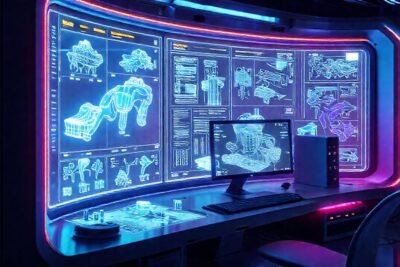 Interfaz CAD futurista: diseño digital y elegante