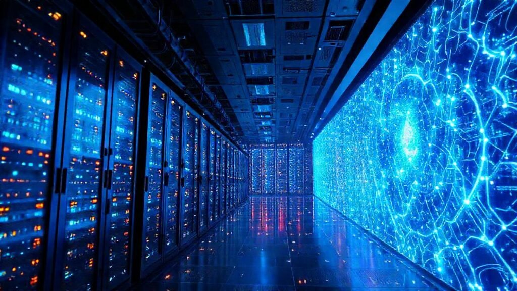 Un centro de datos futurista y colosal