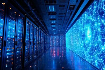 Un centro de datos futurista y colosal