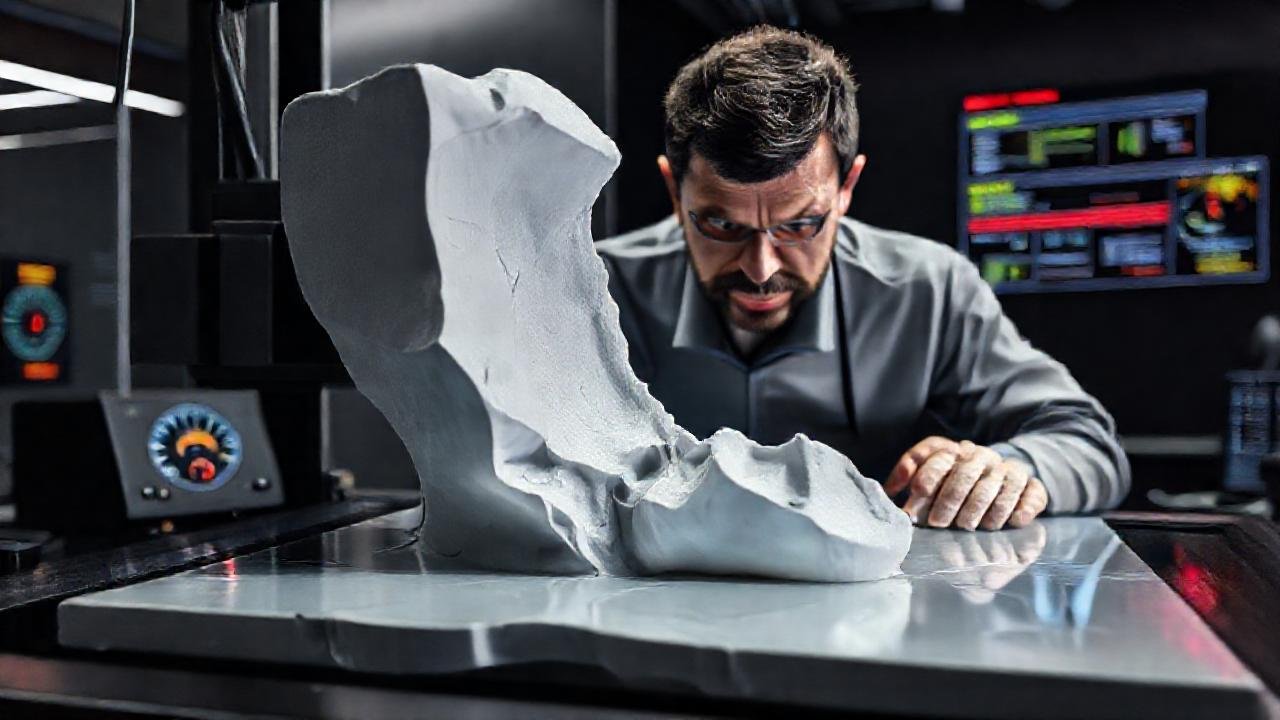 Un ingeniero frustrado observa la deformación impresa