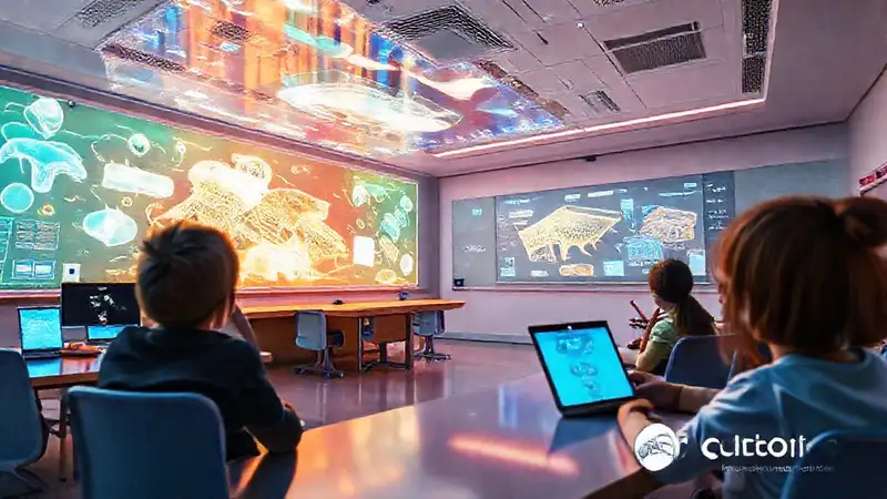 Aula futurista: aprendizaje interactivo digital