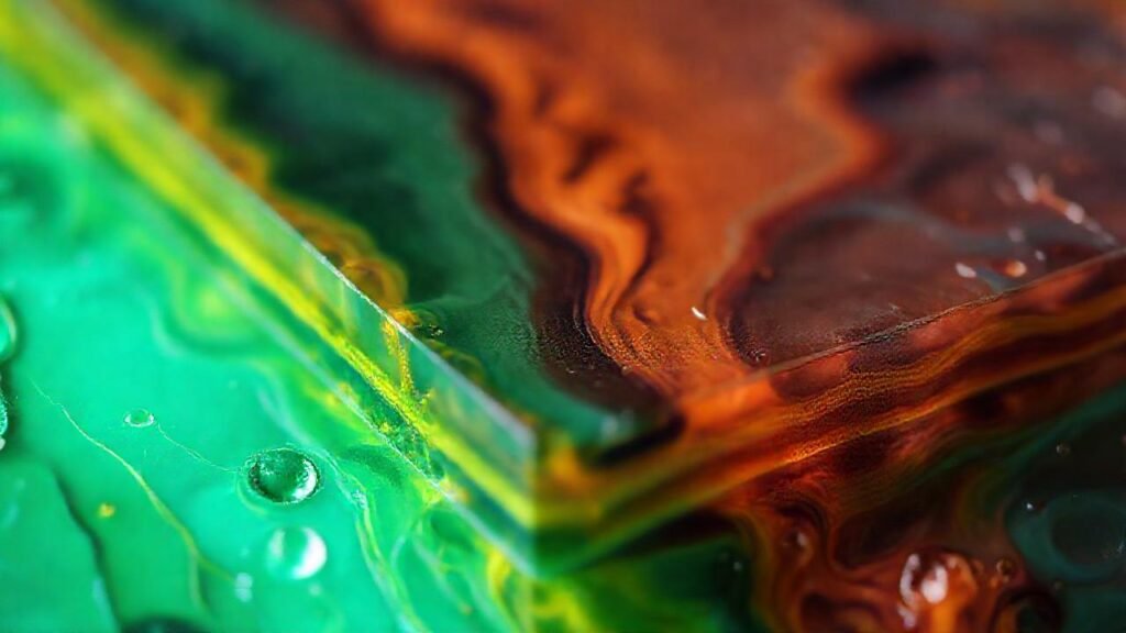 Superficie impresa 3D con colores vibrantes