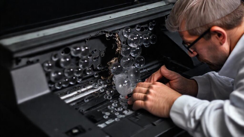 Un técnico reparó un problema de impresora