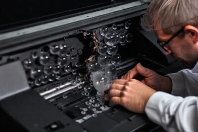 Un técnico reparó un problema de impresora