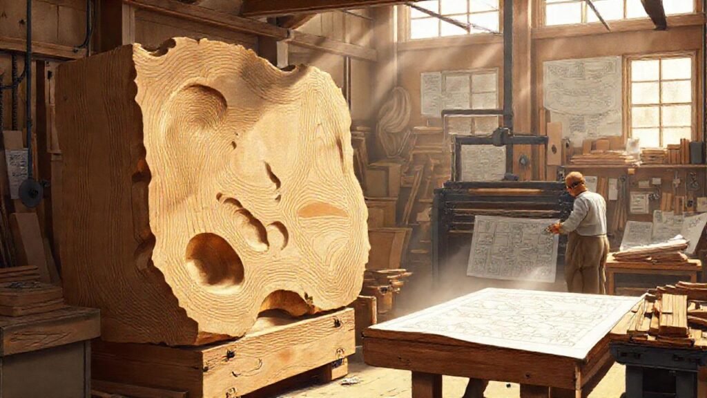 El artesano crea ilustraciones técnicas precisas