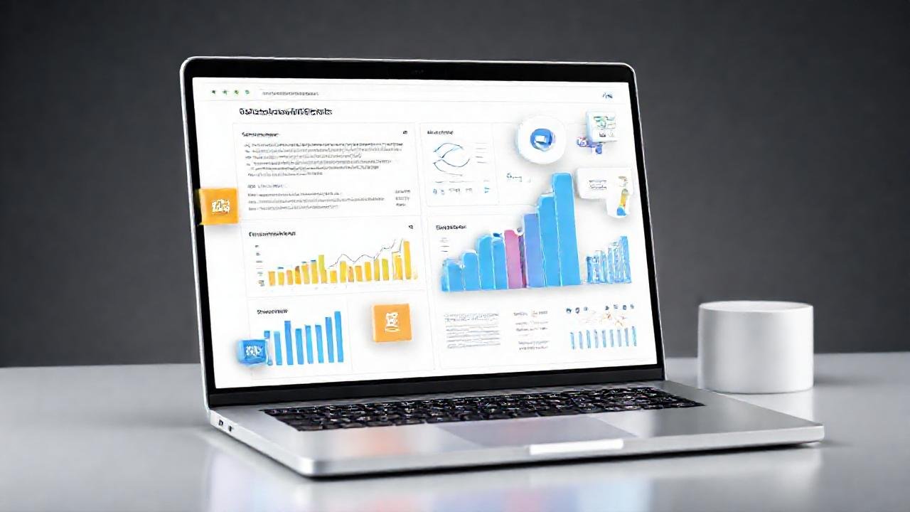 Diseño 3D optimista en portátil