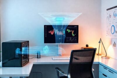 Oficina moderna con diseño limpio y funcional