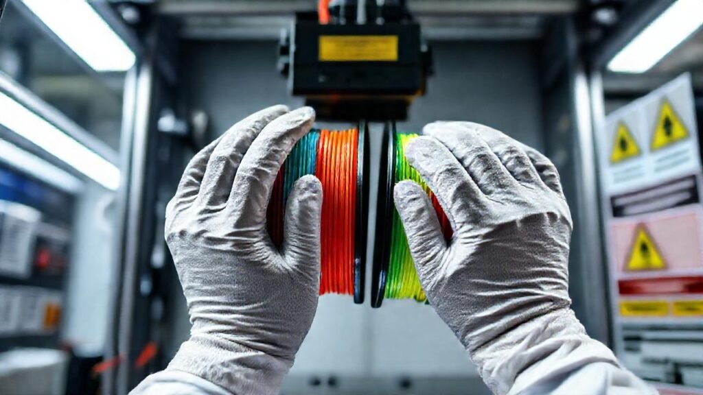 Manos protegen impresión filamentosa segura