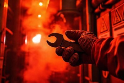 Manos trabajadoras en peligroso entorno