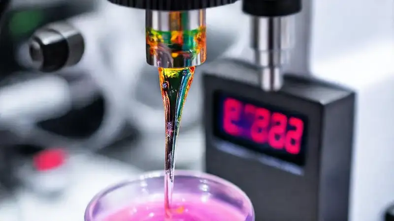 Prueba de viscosidad de resina en laboratorio