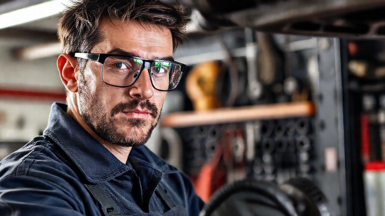 Un mecánico trabaja profesionalmente con piezas