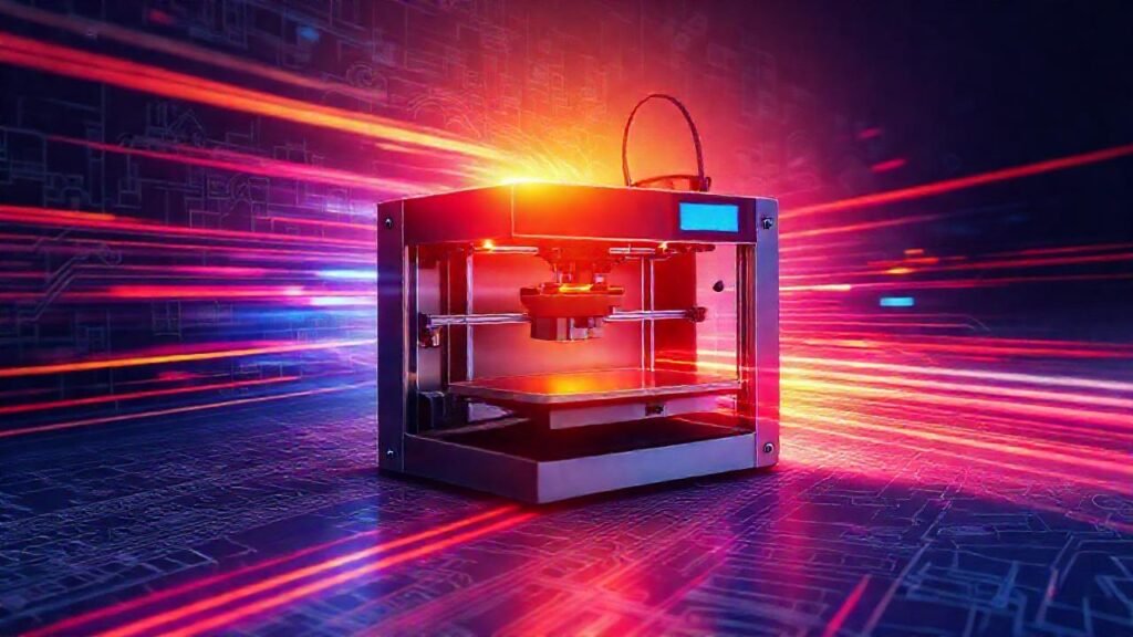 Impresión 3D con diseño técnico vibrante