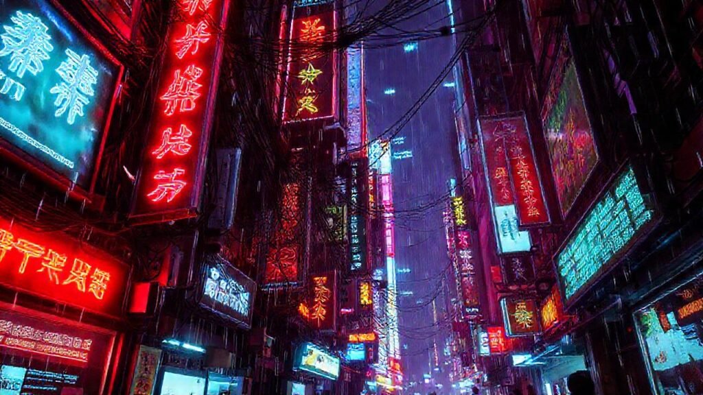 Una ciudad cyberpunk