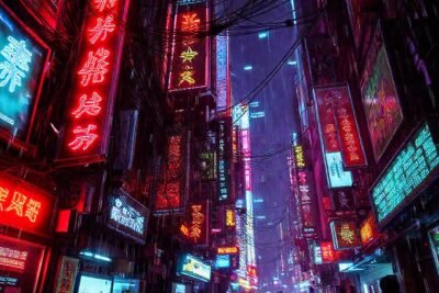 Una ciudad cyberpunk
