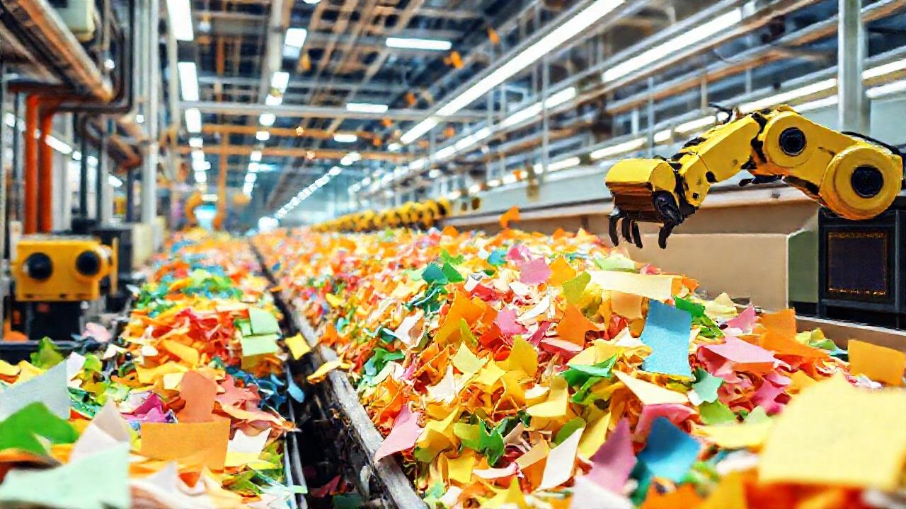 Planta de reciclaje futurista, sostenible y limpia