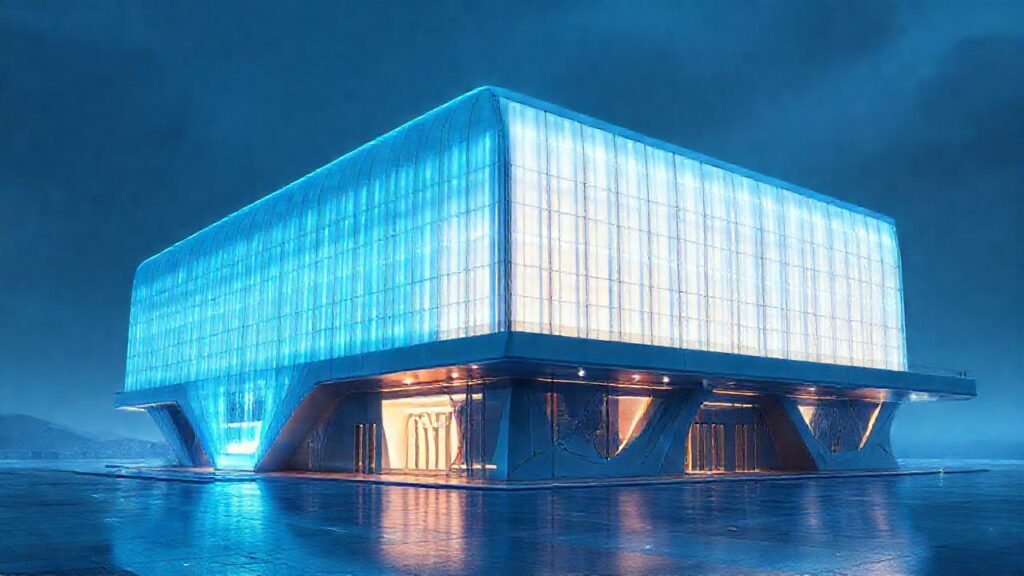 Un edificio futurista brilla con elegancia
