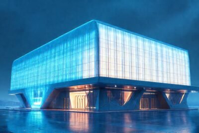 Un edificio futurista brilla con elegancia