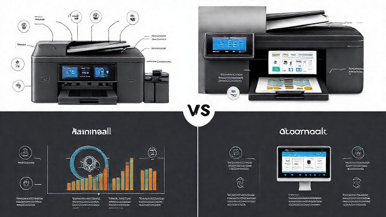 Diagrama técnico: impresora, comparación, diseño profesional