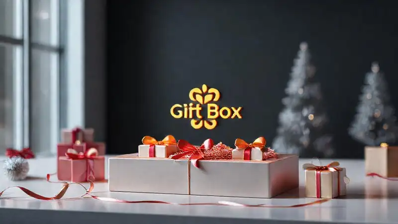 Caja de regalo 3D, branding elegante