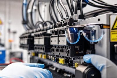 Estudio de electrónica con seguridad