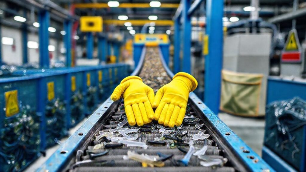 Reciclaje plástico en entorno industrial seguro