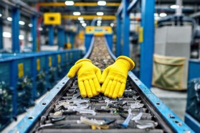 Reciclaje plástico en entorno industrial seguro