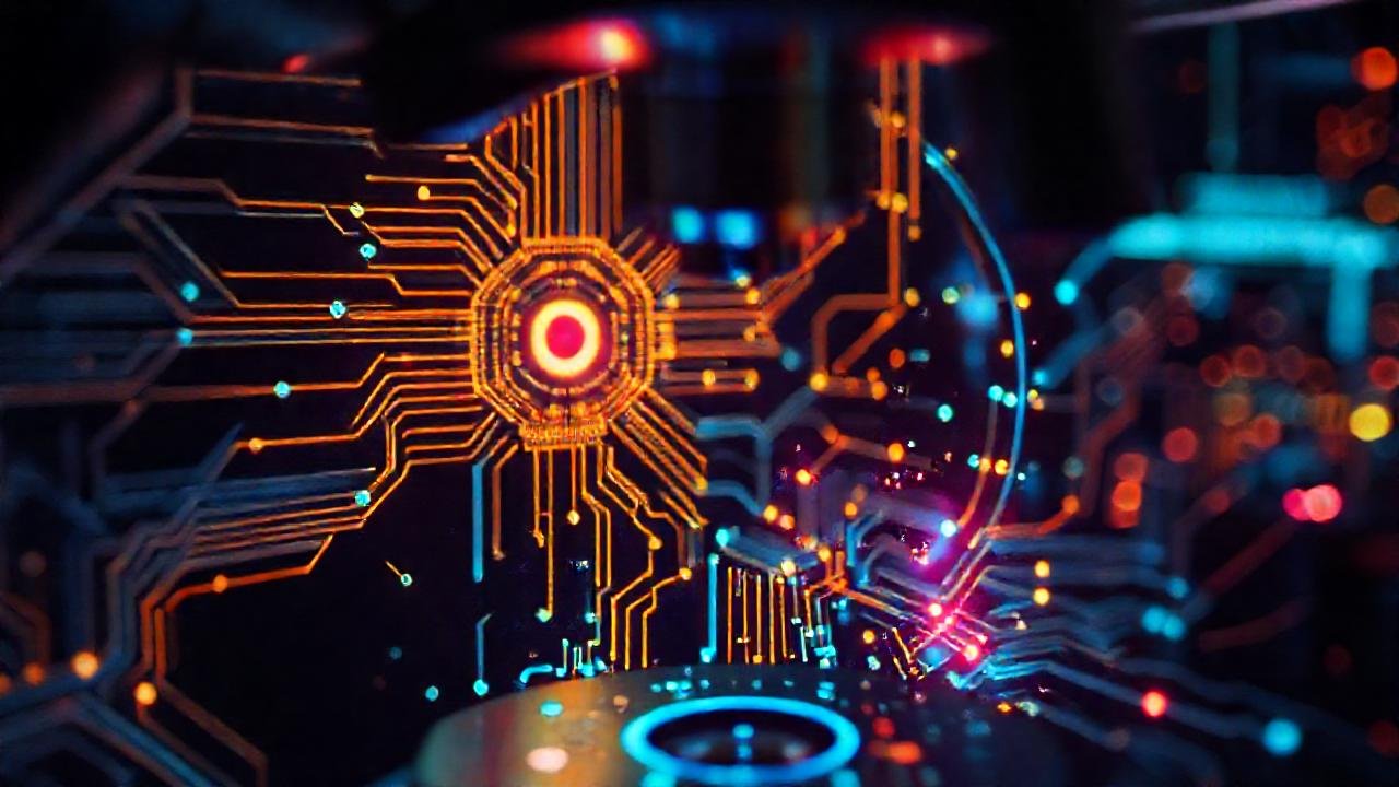 Microscopio futurista muestra datos complejos