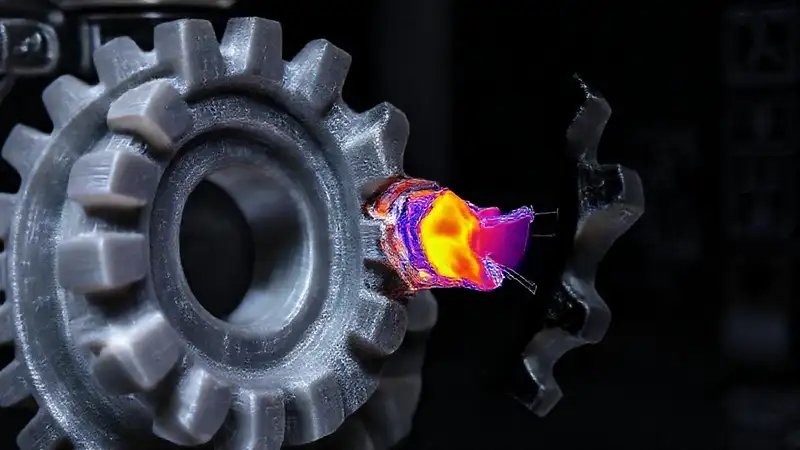 Engranajes 3D fracturados bajo estrés térmico