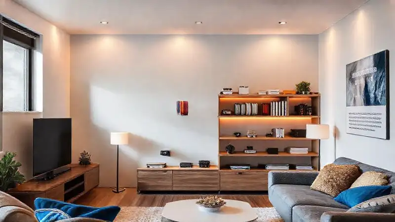 Un salón moderno y organizado alumbra