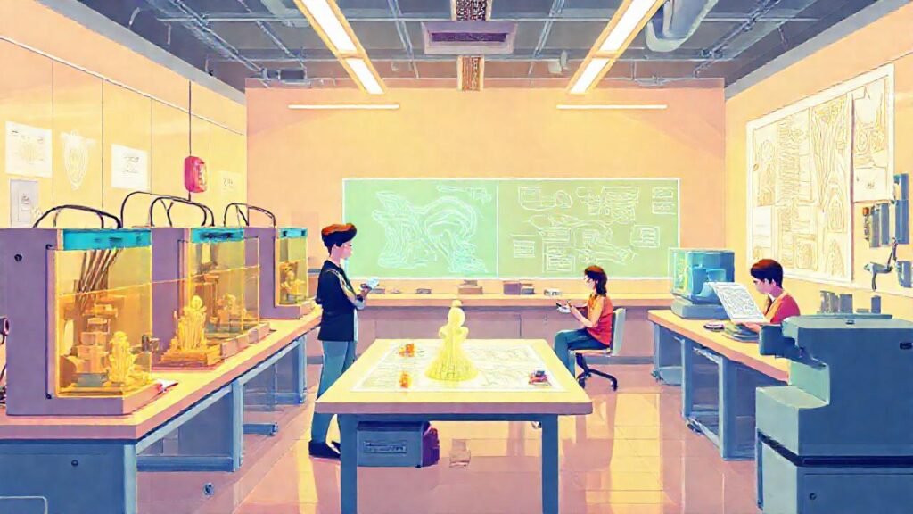 Aula futurista: aprendizaje innovador y colorido