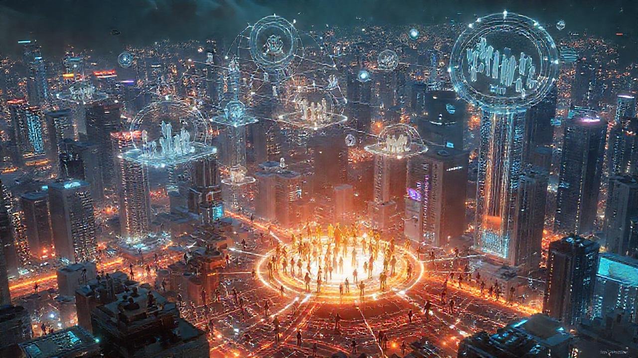 Ciudad futurista digital, colaborativa e inteligente