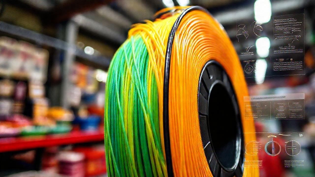 Hilo de PLA colorido en mercado
