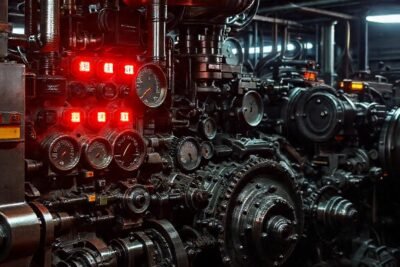 Un técnico trabaja en maquinaria compleja