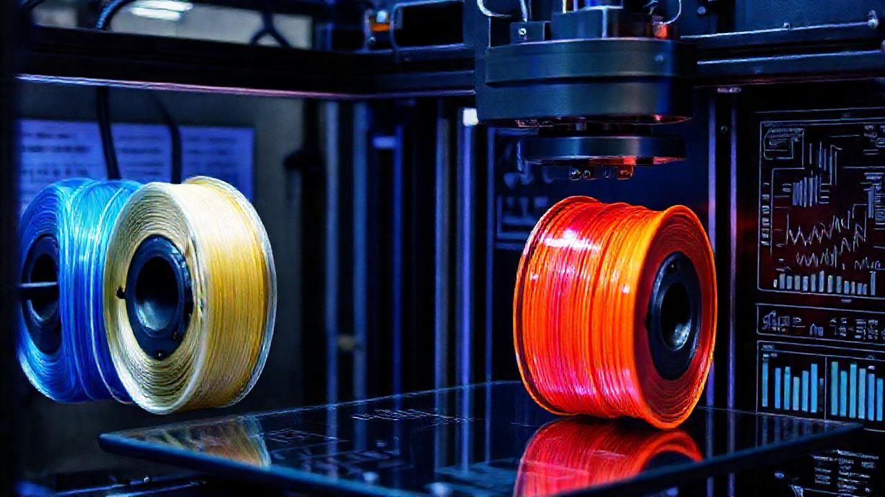 Impresora 3D industrial produce coloridas piezas