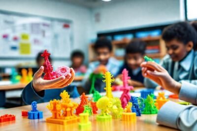 Estudiantes aprenden con modelos 3D coloridos