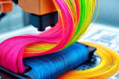 Un robot imprime capas coloridas digitalmente