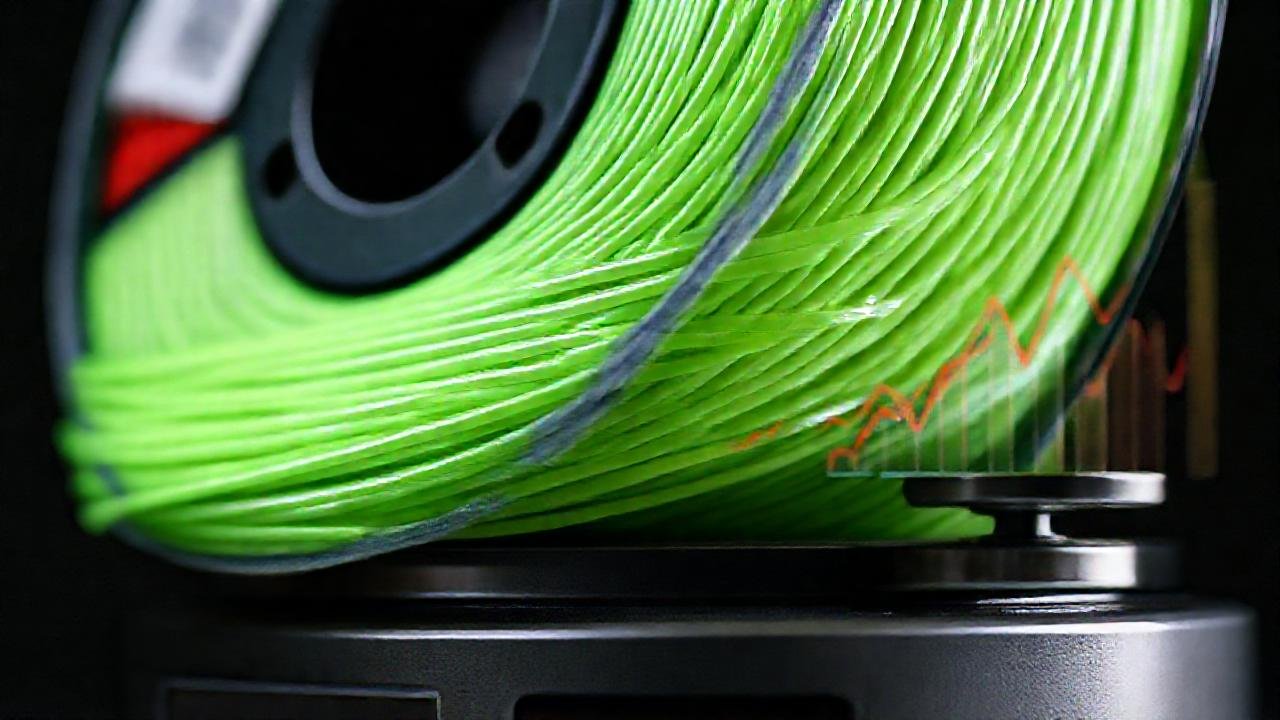Filamento ABS, detalle técnico, colores vibrantes