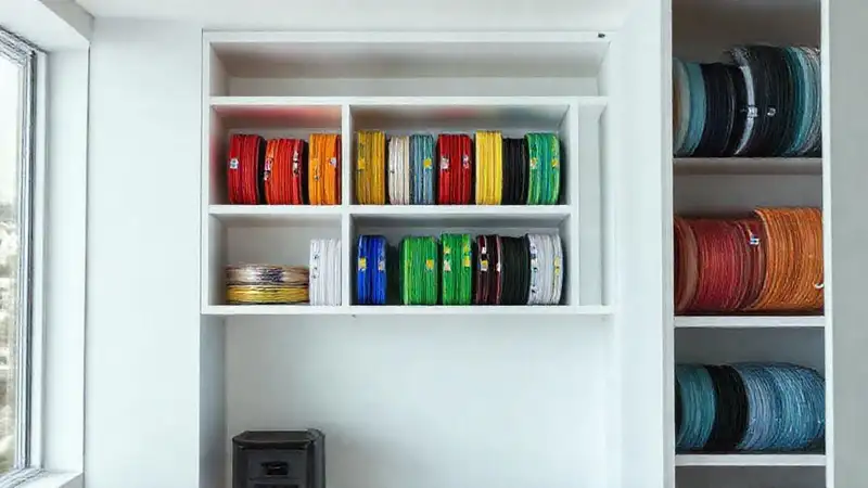 Almacenamiento minimalista de filamentos ordenado y moderno