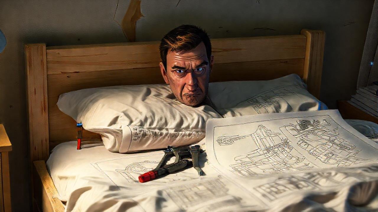 Técnico frustrado ajusta un marco irregular