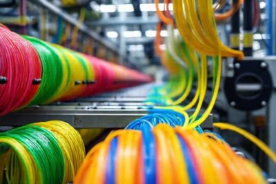 Plástico reciclado crea filamento industrial vibrante