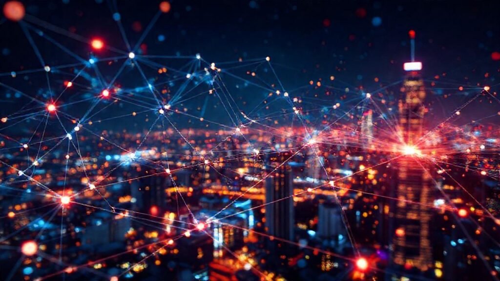 Redes digitales futuristas brillan intensamente