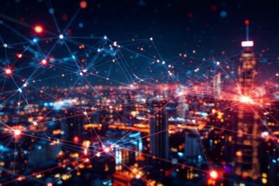Redes digitales futuristas brillan intensamente