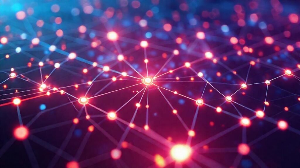 Redes futuristas visualizan datos brillantes