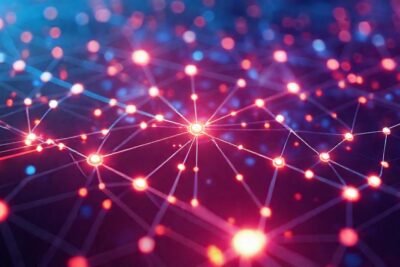 Redes futuristas visualizan datos brillantes