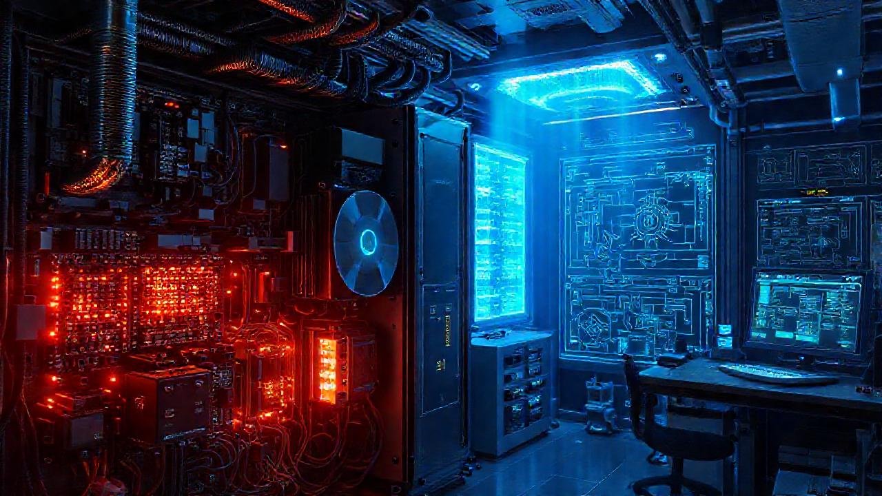 Laboratorios futuristas fríos controlan la tecnología