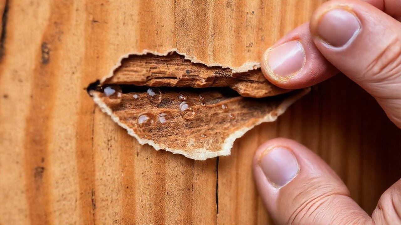 Madera dañada: desprendimiento, humedad y advertencia