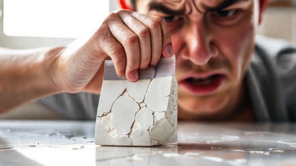 Mano arregla cerámica rota con cuidado