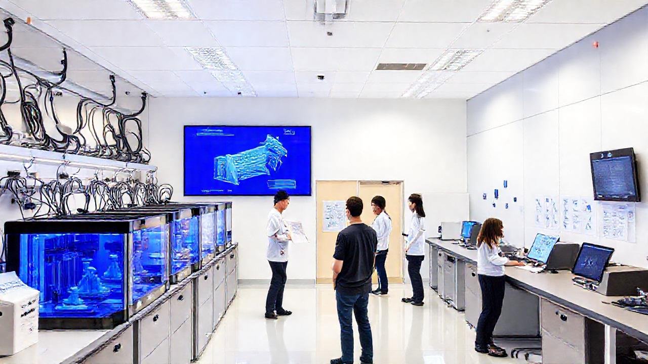 Laboratorio moderno: ciencia, estudiantes y tecnología