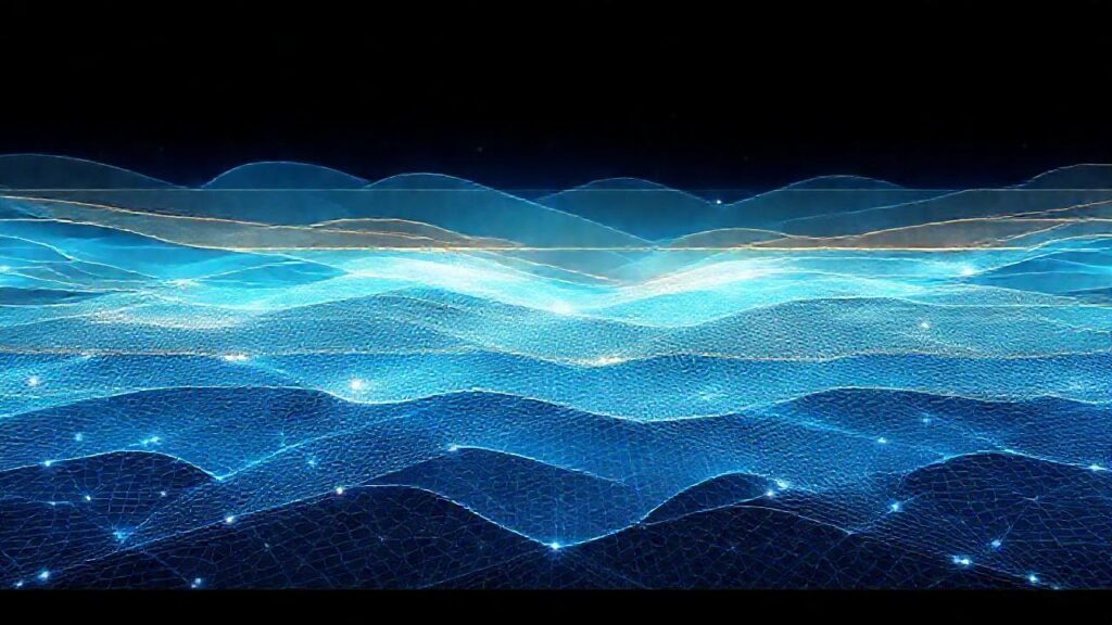 Arte digital detallado en azules fríos