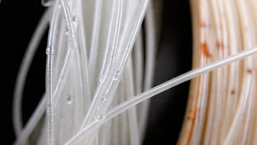 Filamentos texturizados en iluminación de estudio